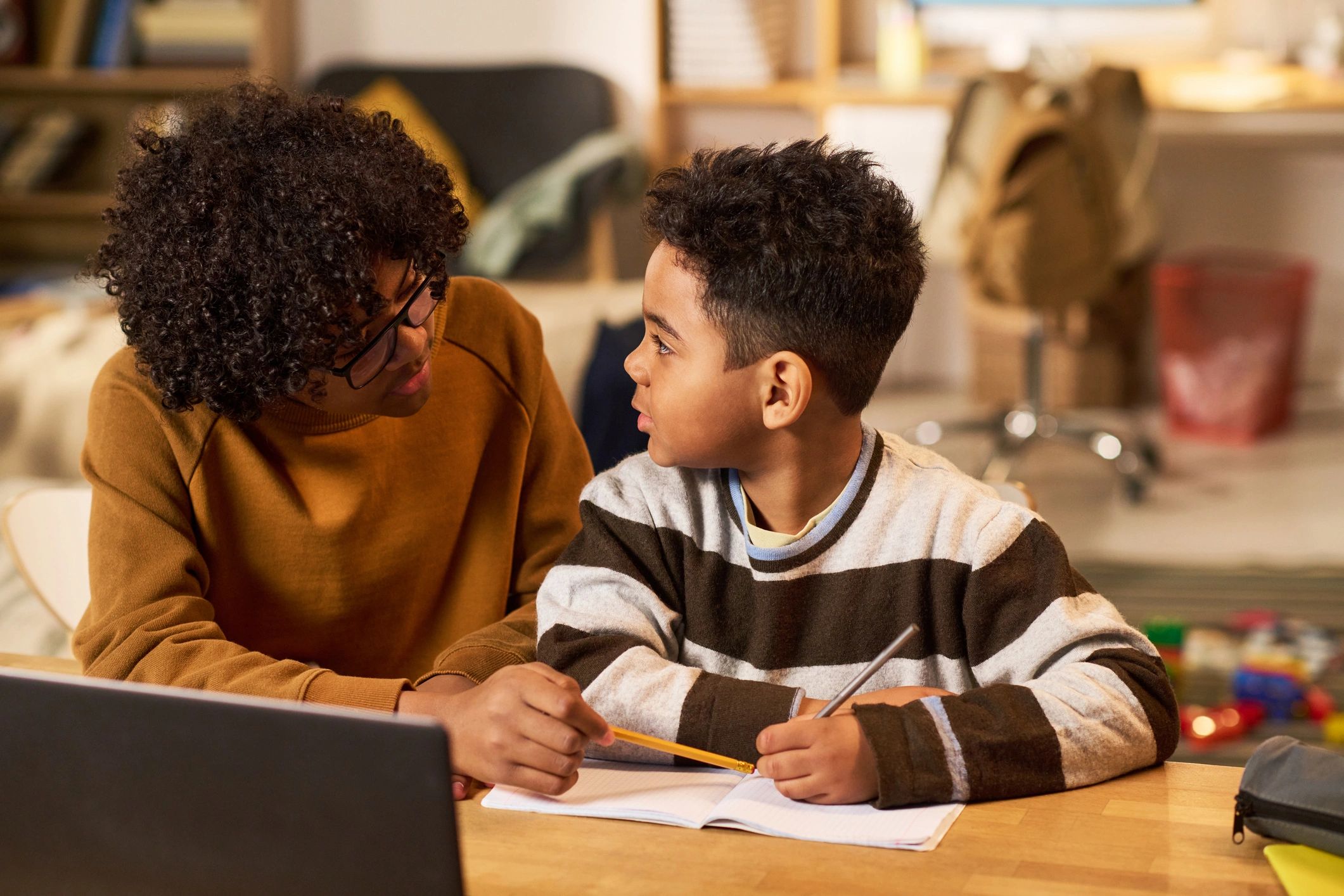Student studying with tutor support